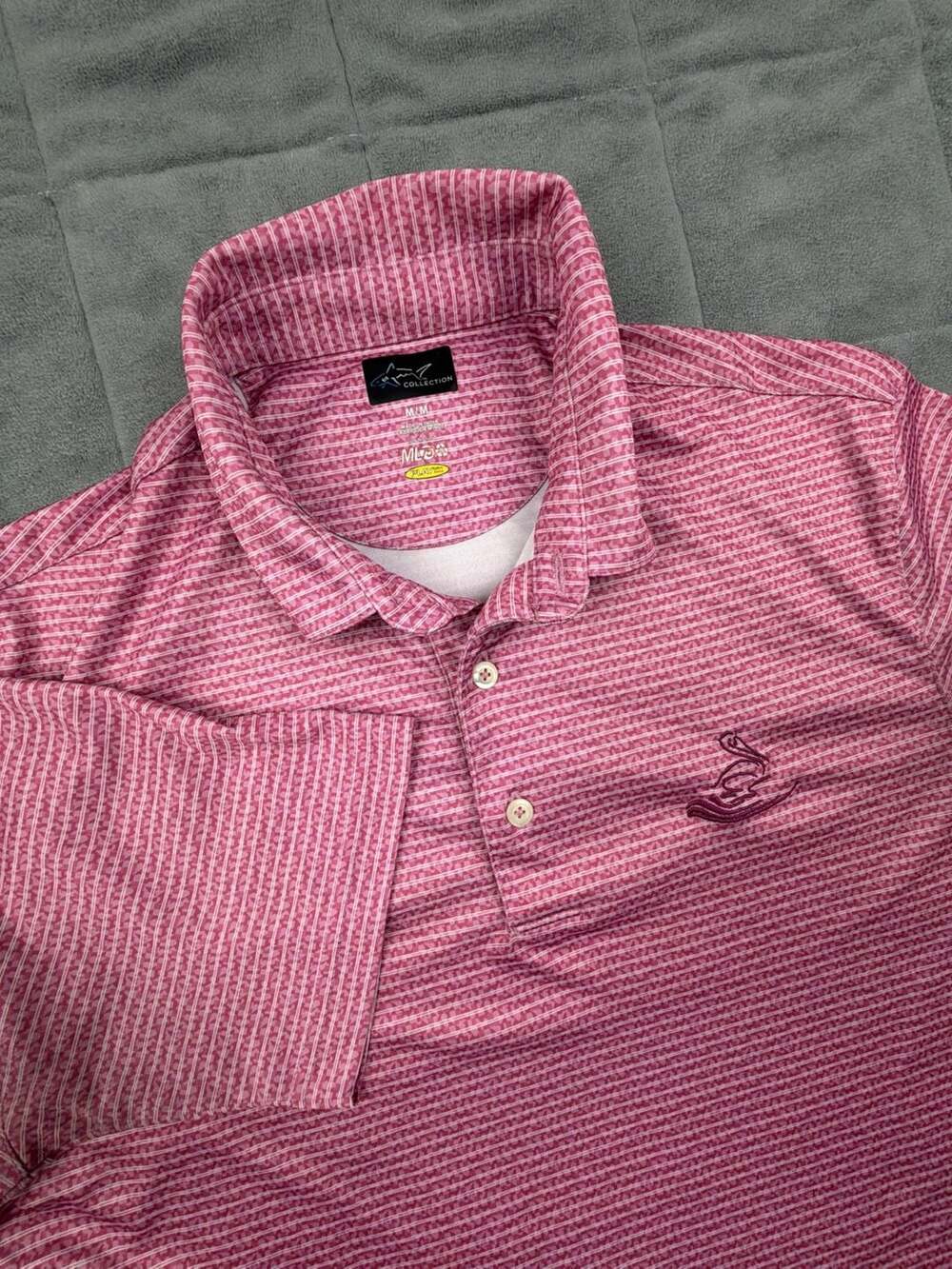 Greg Norman Collection Men's Red Striped Performance Golf Polo Shirt
